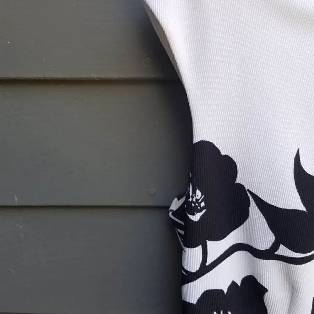 Connected Black White Floral Belted Dress size 10 - Picture 9 of 12
